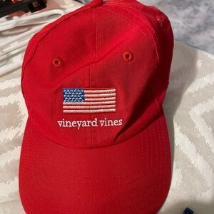 Vineyard Vines Red Cap with Flag Embroidery